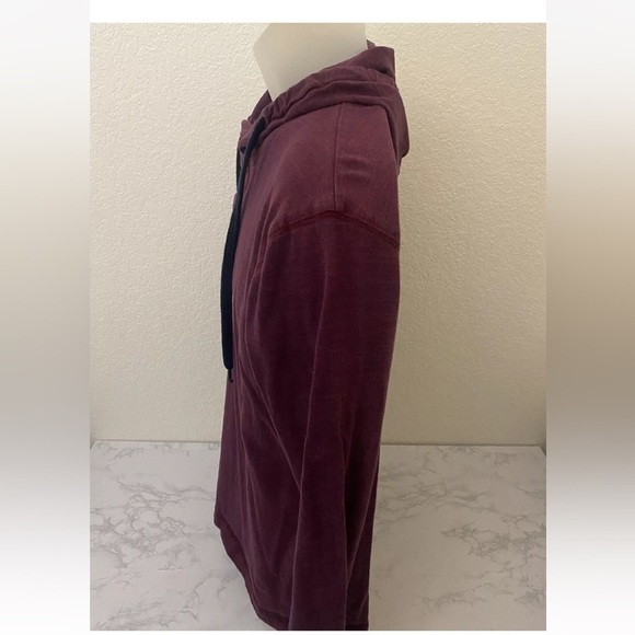 Loungewear Authentic Apparel Long Sleeve Hoodie Mens M Maroon Sweater Henley C1‍ - Picture 2 of 5